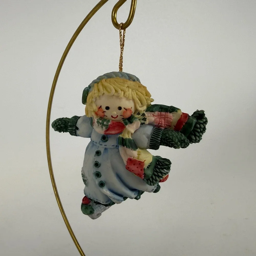 Enesco Cute as a Button Ice Skater Girl Ornament with Spool & Button Base Stand